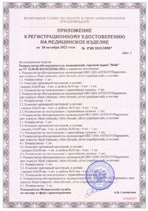 Регистрационное удостоверение на медицинское изделие BALLU RDU-30D ANTICOVIDgenerator white